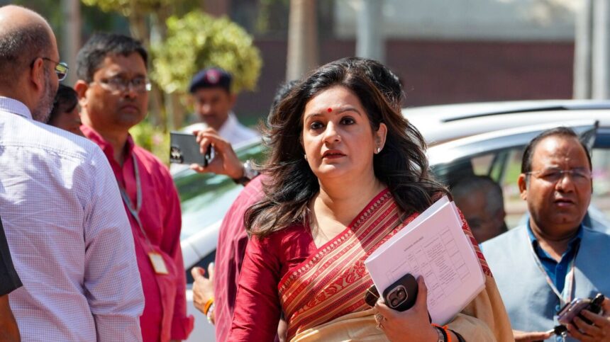 Kunal Kamra Controversy: Shiv Sena (UBT) MP Priyanka Chaturvedi during the Budget session of Parliament, in New Delhi, Tuesday, March 18, 2025.
