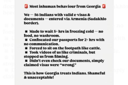 ‘Inhuman behaviour’: Viral post alleges Indians detained, humiliated at Georgia border; made to wait in cold without food or toilets