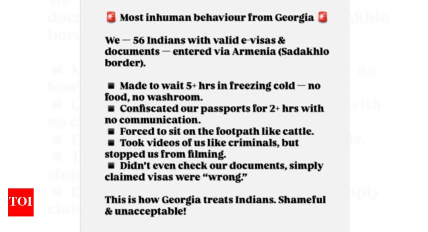 ‘Inhuman behaviour’: Viral post alleges Indians detained, humiliated at Georgia border; made to wait in cold without food or toilets