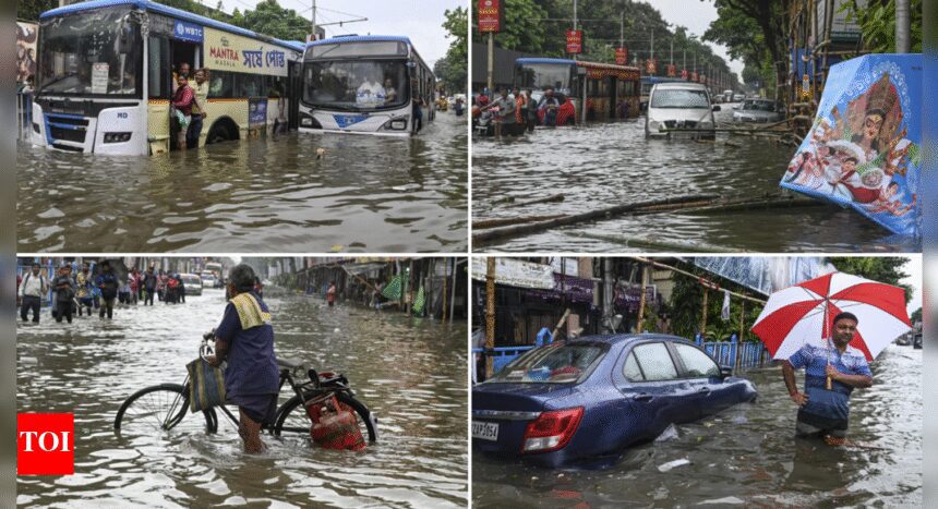 Kolkata flooded: Pandals submerged, streets underwater, cars stranded - videos show havoc