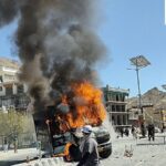Ladakh Protests Highlights: A vehicle is set on fire during a protest by locals demanding statehood for the federal territory and job quotas for local residents in Leh, in the Ladakh region, India, September 24, 2025. REUTERS/Stringer