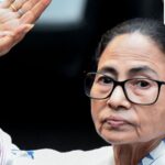West Bengal Chief Minister Mamata Banerjee during the inauguration of the Tala Prattoy Durga Puja pandal, in Kolkata on Saturday.