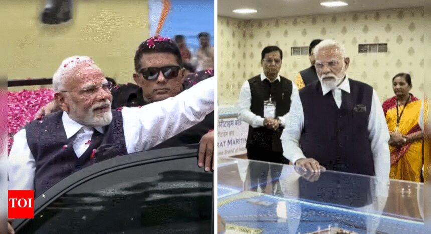 ‘Samudra se Samriddhi’: PM Modi holds roadshow in Gujarat; inaugurates projects worth Rs 34,200 crore