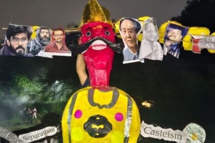 ABVP JNU stages “Ravan Dahan,” burning effigies of Umar Khalid, Sharjeel Imam, raising slogans for hanging them