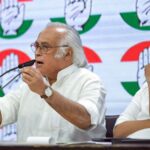 Congress leaders Jairam Ramesh with Pawan Khera address the media