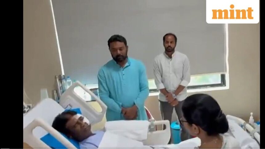 West Bengal Chief Minister Mamata Banerjee met BJP MP Khagen Murmu at a hospital in Siliguri.