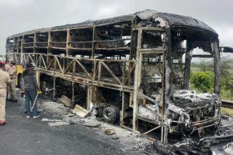Private bus catches fire in Andhra Pradesh’s Kurnool, 12 killed: Police
