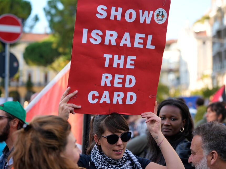 Protesters in Italy demand Israel boycott before World Cup qualifier