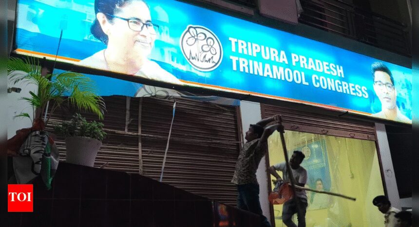 Tit for tat? Now, TMC claims Tripura office 'attacked by BJP-backed goons' - video