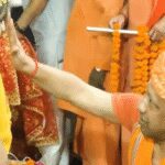 UP CM Yogi performs Kanya Pujan at Gorakhnath Temple on Maha Navami