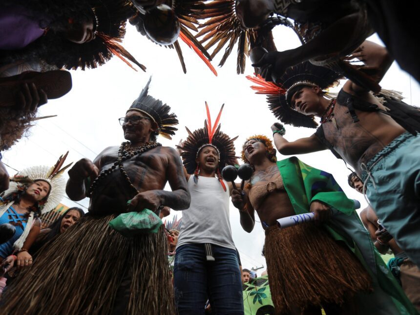 ‘Our land is not for sale’: Indigenous people protest at COP30 in Brazil