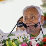 Bihar Chief Minister Nitish Kumar addresses the NDA workers