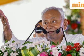 Bihar Chief Minister Nitish Kumar addresses the NDA workers