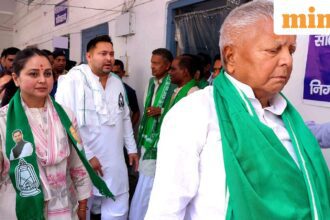 Saran: In this Monday, April 29, 2024 file photo, RJD chief Lalu Prasad Yadav with daughter Rohini Acharya and son Tejashwi Yadav during an event, in Saran district. A day after the RJD was drubbed in the Bihar assembly polls, party president Lalu Prasad