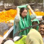 Rohini Acharya during a road show (Photo by / Hindustan Times)