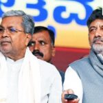 Karnataka Chief Minister Siddaramaiah and Deputy Chief Minister DK Shivakumar during the Golden Jubilee program of the Integrated Child Development Scheme, organized by the Department of Women and Child Development as well as Empowerment of Persons with Disabilities and Senior Citizens, at the Bangalore Palace Grounds, in Bengaluru on Friday