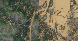 Satellite images show the scale of destruction from Asia floods
