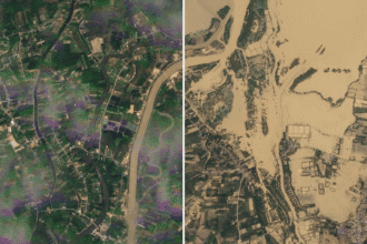 Satellite images show the scale of destruction from Asia floods