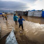 Heavy rains flood tents sheltering the displaced, heaping misery on Gaza