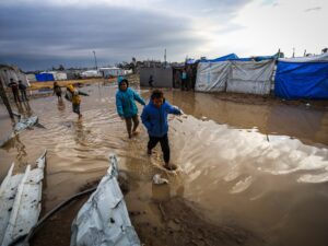 Heavy rains flood tents sheltering the displaced, heaping misery on Gaza