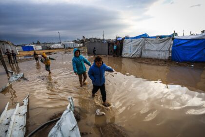 Heavy rains flood tents sheltering the displaced, heaping misery on Gaza