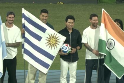 Lionel Messi holds India's flag as Day 2 of GOAT tour ends at Wankhede, footballer to meet PM Modi