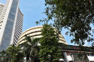 Sensex rebounds 427 points as rupee plunges to record low against dollar