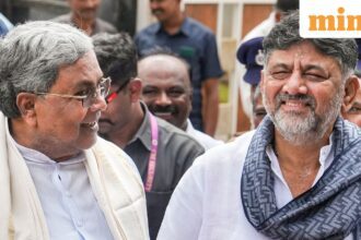 Bengaluru: Karnataka Chief Minister Siddaramaiah and state Deputy Chief Minister DK Shivakumar speak to the media after second round of breakfast meeting amid leadership tussle in the state, in Bengaluru, Tuesday, Dec. 2, 2025. (PTI Photo/Shailendra Bhojak)(PTI12_02_2025_000207A)
