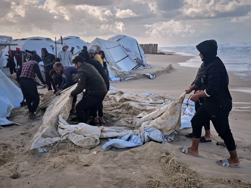 Winter floods wreak havoc on Gaza displacement camps as Israel blocks aid