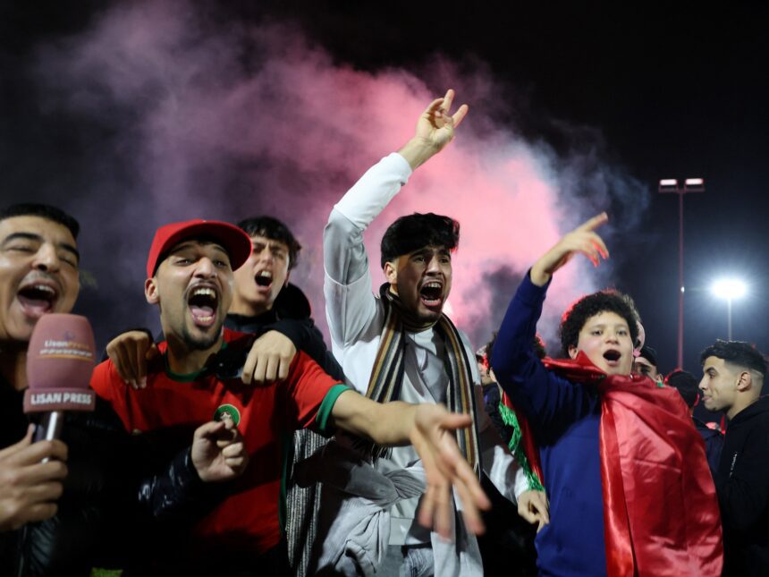 Morocco and Senegal celebrate advancing to the AFCON final showdown