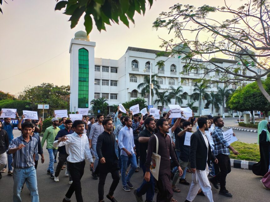 “Attack on public education”: MANUU students protest Telangana govt plan to resume 50 acres of university land
