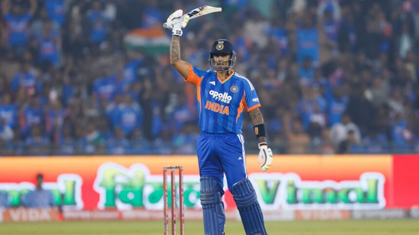 How many runs does Suryakumar Yadav need to break Rohit Sharma's record for most T20I runs for India