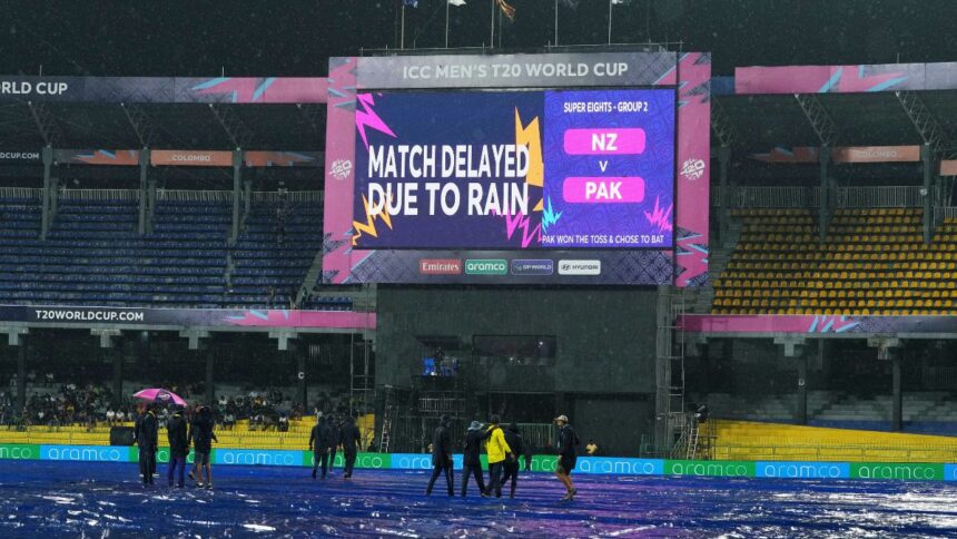 Which teams will qualify if all Super Eights Group B matches in Sri Lanka are called off due to rain