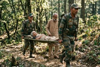 Army rescues ailing woman in a hilly village, Chill; carry her stretcher for 3 hours to reach road head