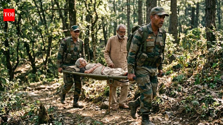 Army rescues ailing woman in a hilly village, Chill; carry her stretcher for 3 hours to reach road head