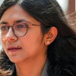 In a massive jolt to the Aam Aadmi Party, seven of its Rajya Sabha MPs, including Raghav Chadha, Sandeep Pathak and Ashok Mittal, quit the party on Friday, April 24, 2026. Rajya Sabha MP Swati Maliwal during the Budget session of Parliament, in New Delhi, in this file photo dated Monday, March 17, 2025.