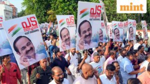 Thiruvananthapuram: Supporters of Congress leader VD Satheesan take out a protest march demanding that Satheesan be elected the next Kerala Chief Minister, in Thiruvananthapuram, Friday, May 8, 2026. (PTI Photo) (PTI05_08_2026_000252B)