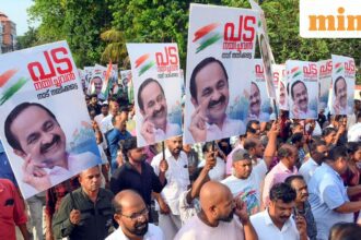 Thiruvananthapuram: Supporters of Congress leader VD Satheesan take out a protest march demanding that Satheesan be elected the next Kerala Chief Minister, in Thiruvananthapuram, Friday, May 8, 2026. (PTI Photo) (PTI05_08_2026_000252B)