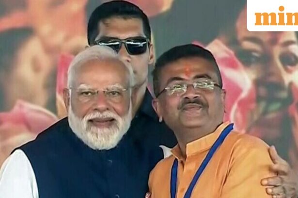 Kolkata, May 09 (ANI): West Bengal BJP Legislative Party leader Suvendu Adhikari with Prime Minister Narendra Modi after taking oath as the Chief Minister of West Bengal, in Kolkata on Saturday. (DD/ANI Video Grab)