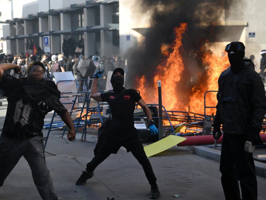 Photos: School blockades, street protests grip France